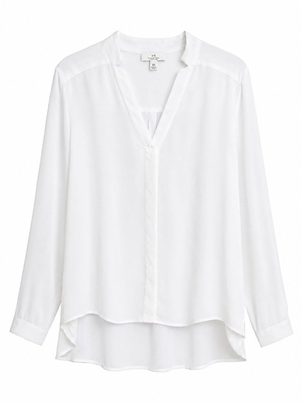 HALSTON | White V-Neck Button-Up Blouse – Women’s Large